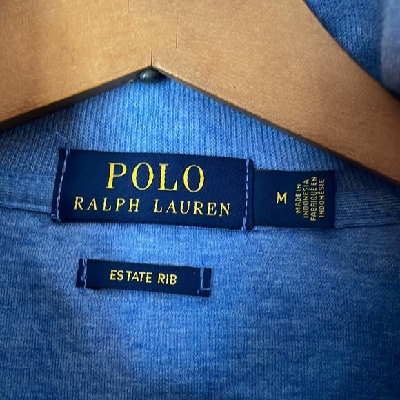 Polo Ralph Lauren Blue Label Men SZ M Pullover Shirt Light Blue Estate Rib - Picture 9 of 10